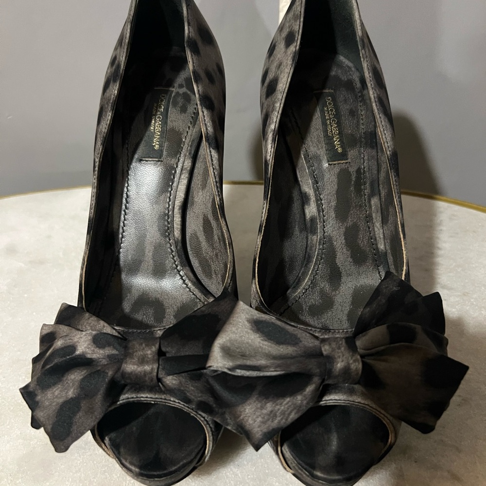 Dolce & Gabbana Leopard Print Heels with Bow